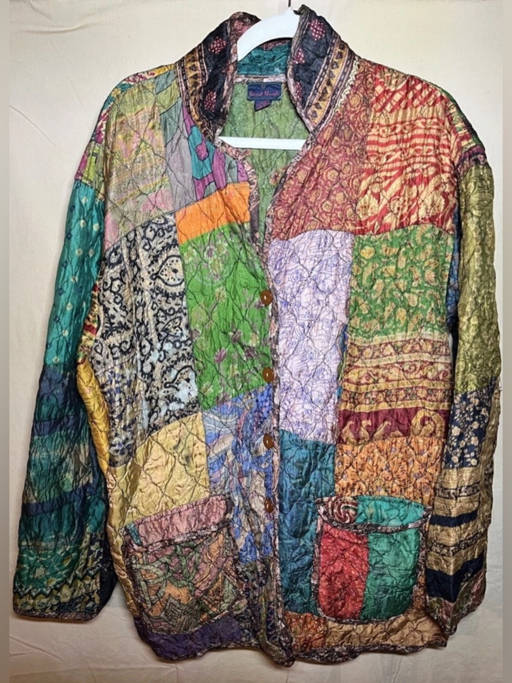 Sacred Threads Silk Multicolor Patchwork Quilted Utility Jacket